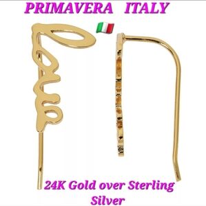 PRIMAVERA ITALY LOVE Hook Earrings 24K Gold over Sterling Silver Gift For Her